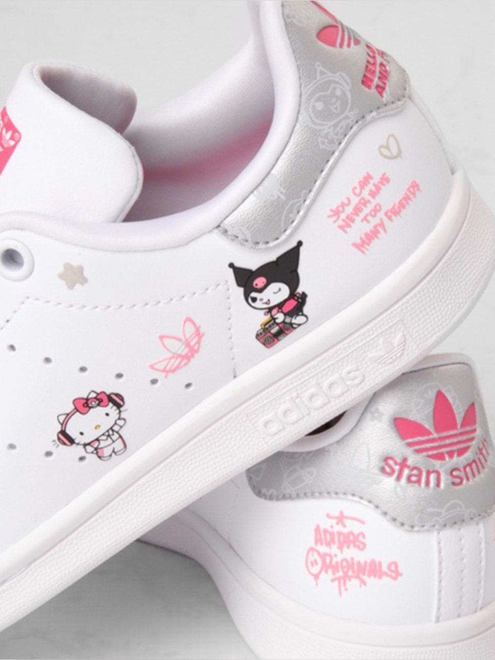 Adidas x Hello Kitty Kids' Stan Smith Sneakers in White & Pink